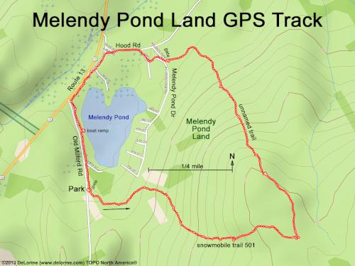 GPS track at Melendy Pond Land in Brookline, New Hampshire