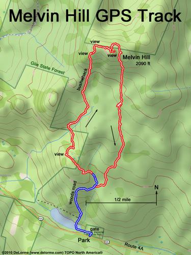 GPS track to Melvin Hill in New Hampshire