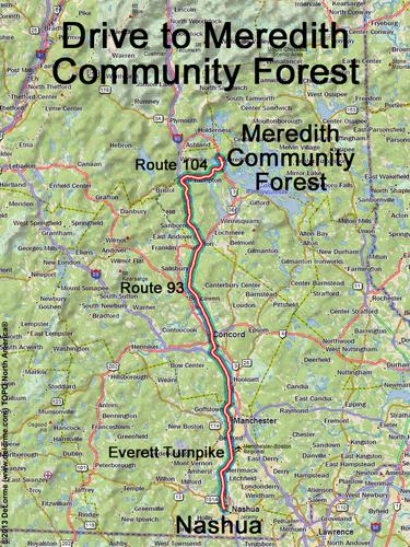 Meredith Community Forest drive route