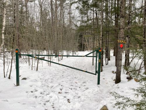gate in January at Meredith Community Forest in New Hampshire