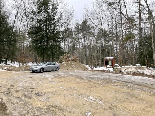 parking in January at Meredith Community Forest in New Hampshire