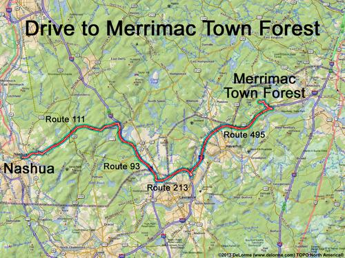 Merrimac Town Forest drive route