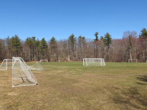 soccer fields in April at Merrimac Town Forest near Merrimac in eastern Massachusetts