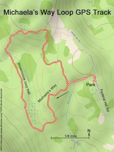 GPS track in March at Michaela's Way Loop in southern New Hampshire