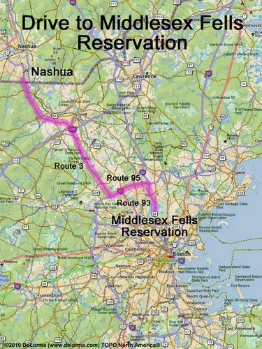 Middlesex Fells Reservation drive route