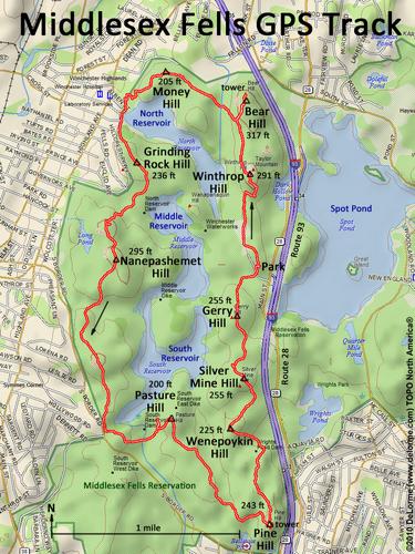 Middlesex Fells Reservation gps track