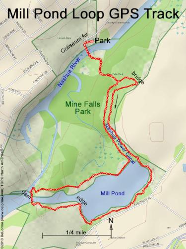 GPS track in December at Mine Falls Park in Nashua NH