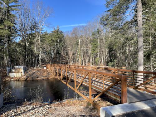 new boardwalk in December crossing the Nashua Power Canal at Mine Falls Park in Nashua NH
