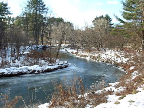 the brook in January at Mink Brook Nature Preserve in western New Hampshire