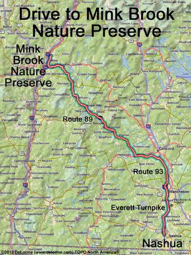 Mink Brook Nature Preserve drive route