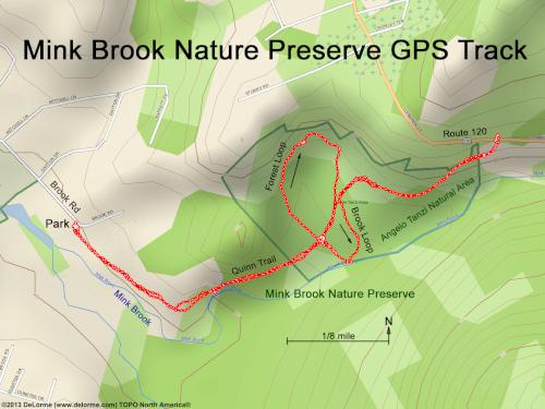 GPS track in January at Mink Brook Nature Preserve in western New Hampshire