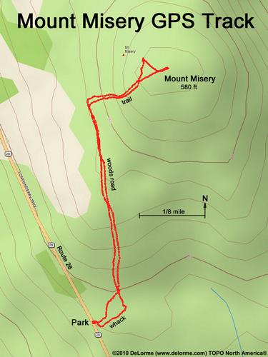 GPS track to Mount Misery in New Hampshire