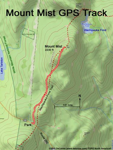 GPS track to Mount Mist in New Hampshire