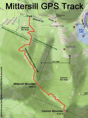 GPS track to Mittersill Mountain in New Hampshire
