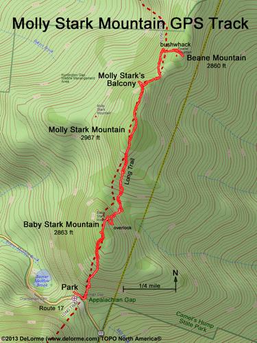 GPS track to Molly Stark Mountain in northern Vermont