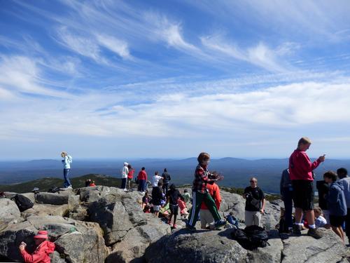 crowd of hikers atop Mount Monadnock in New Hampshire
