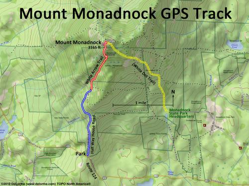 GPS track to Mount Monadnock in NH