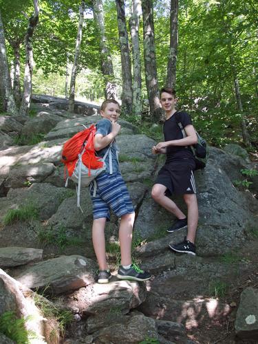 Carl and Sam on the White Dot Trail to Mount Monadnock in southern New Hampshire