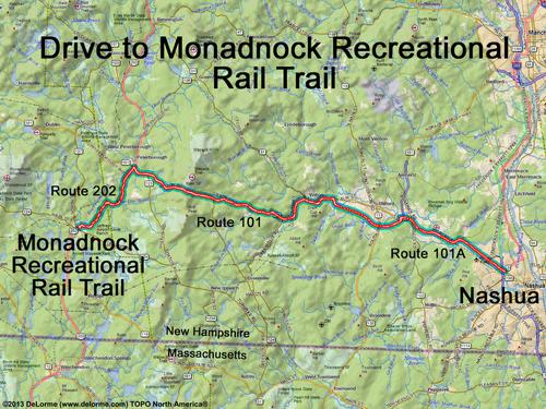Monadnock Recreational Rail Trail drive route