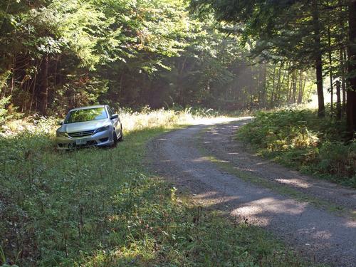 roadside parking spot to hike Monastery Mountain in the Green Mountains of northern Vermont