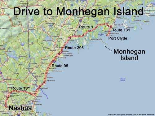 Monhegan Island drive route