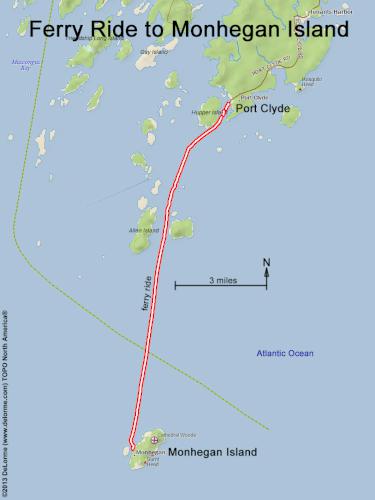 GPS track of the ferry ride to Monhegan Island off the coast of Maine