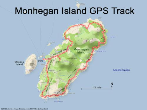GPS track in September on Monhegan Island off the coast of Maine