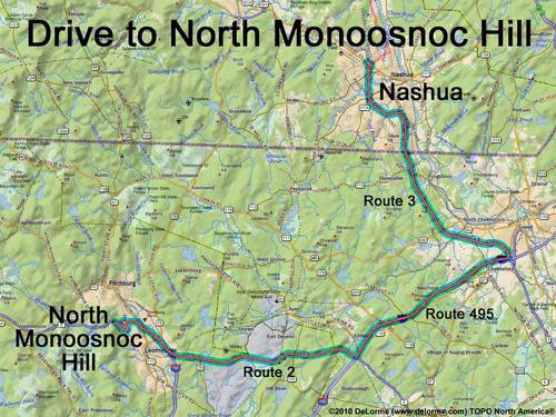 North Monoosnoc Hill drive route