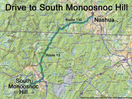 South Monoosnoc Hill drive route