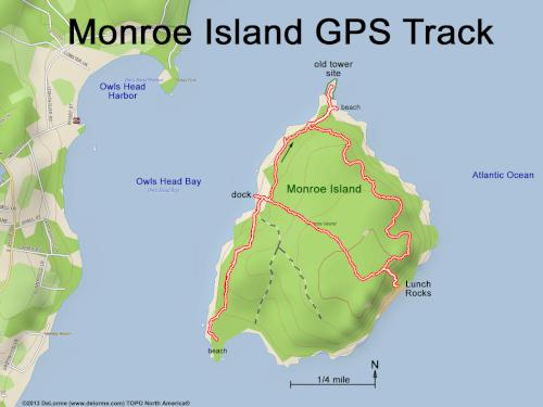 GPS track in August at Monroe Island in Maine