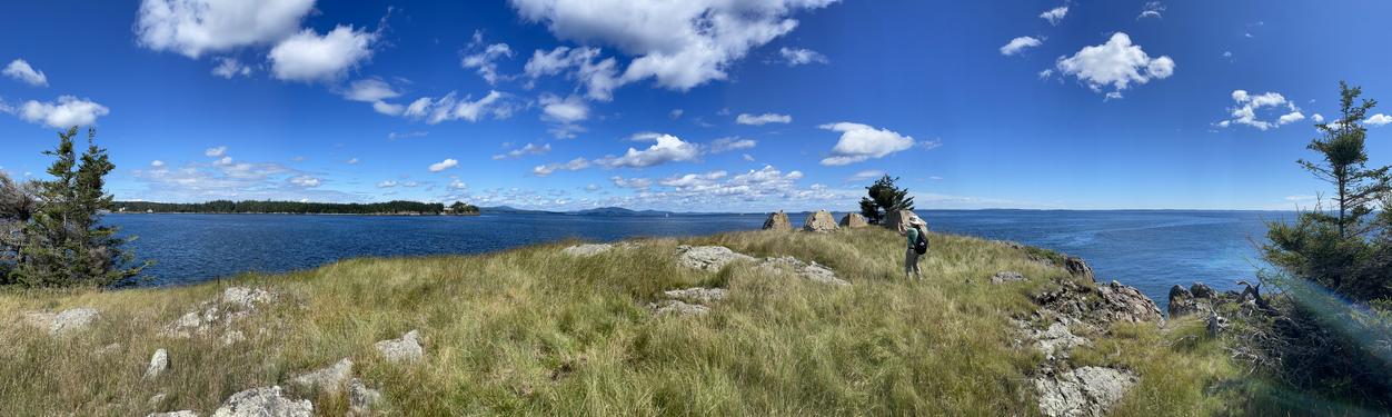 panoramic view in August from the northern tip of Monroe Island in Maine