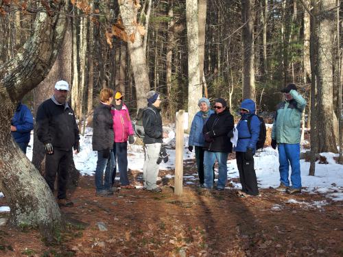 hiker group in December at Monson Village in southern New Hampshire