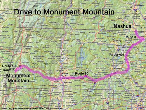 Squaw Peak of Monument Mountain drive route