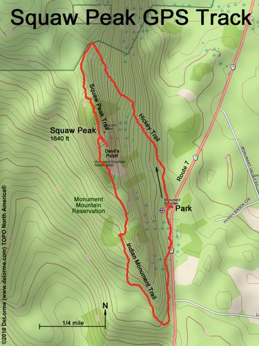 GPS track to Monument Mountain in western Massachusetts