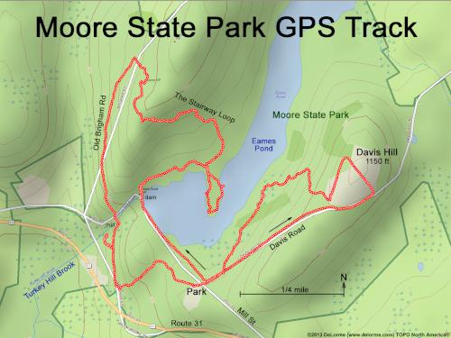 GPS track in January at Moore State Park in central Massachusetts