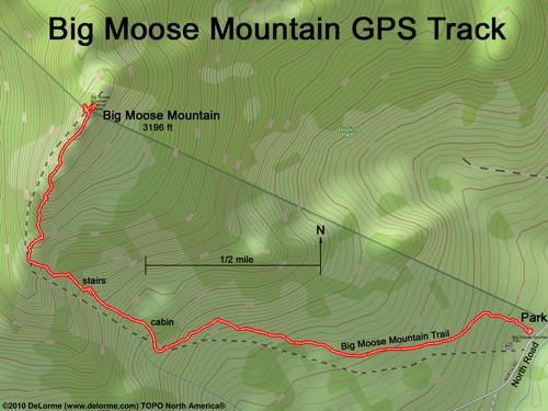 GPS track to Big Moose Mountain in Maine