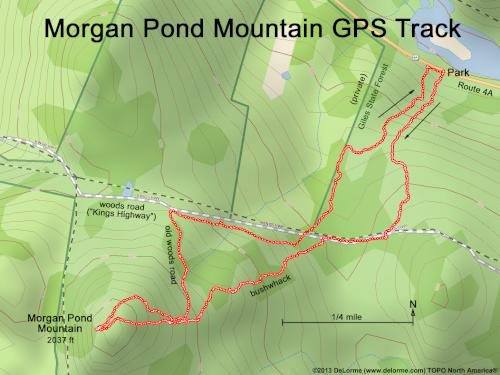 GPS track at Morgan Pond Mountain in southern New Hampshire
