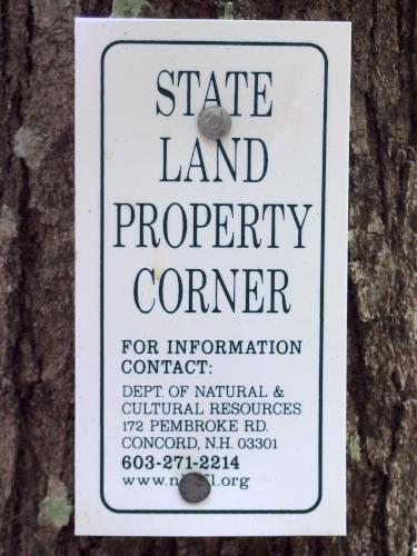 ownership sign at Morgan Pond Mountain in southern New Hampshire