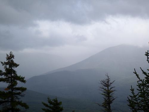wet-weather view on the trail to Mount Moriah in New Hampshire