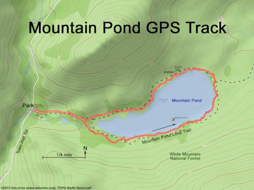 GPS track in October at Mountain Pond in New Hampshire