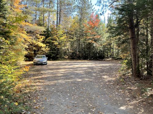 parking lot in October at Mountain Pond in New Hampshire