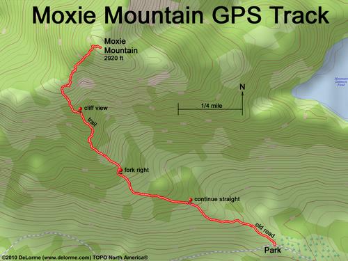GPS track to Moxie Mountain in Maine