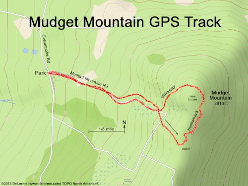 GPS track at Mudget Mountain in northern New Hampshire