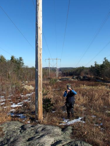 Dick on the powerline swath atop Packer Hill at Mulligan Forest in southern New Hampshire