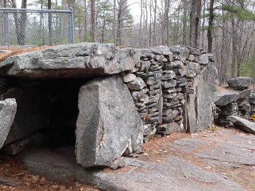 stone structure at America's Stonehenge historical site on Mystery Hill at Salem in New Hampshire