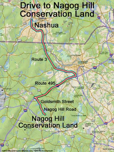Nagog Hill Conservation Land drive route