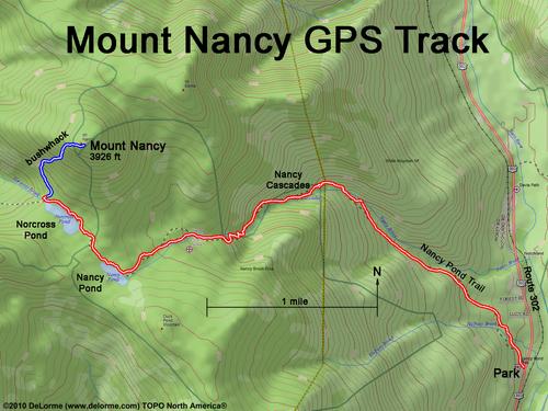 GPS track to Mount Nancy in New Hampshire