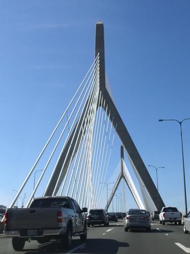 driving north on Route 93 out of Boston, coming out of the Big Dig onto The Bridge