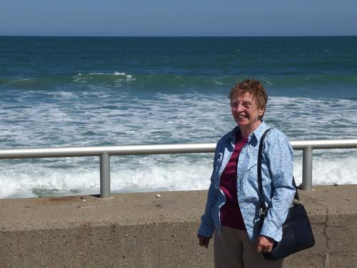 Betty Lou enjoys being on Nantasket Beach in April at Hull in Massachusetts