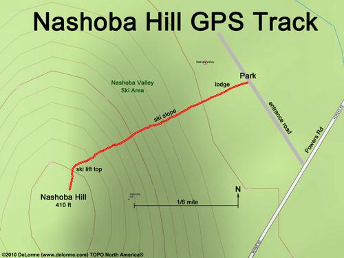 GPS track to Nashoba Hill in northeastern Massachusetts